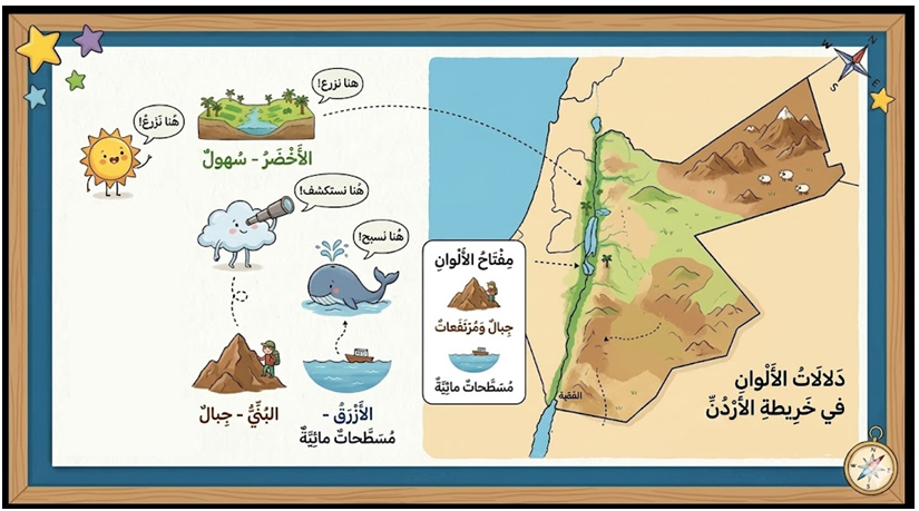 دلالات الألوان في الخريطة الطبيعية