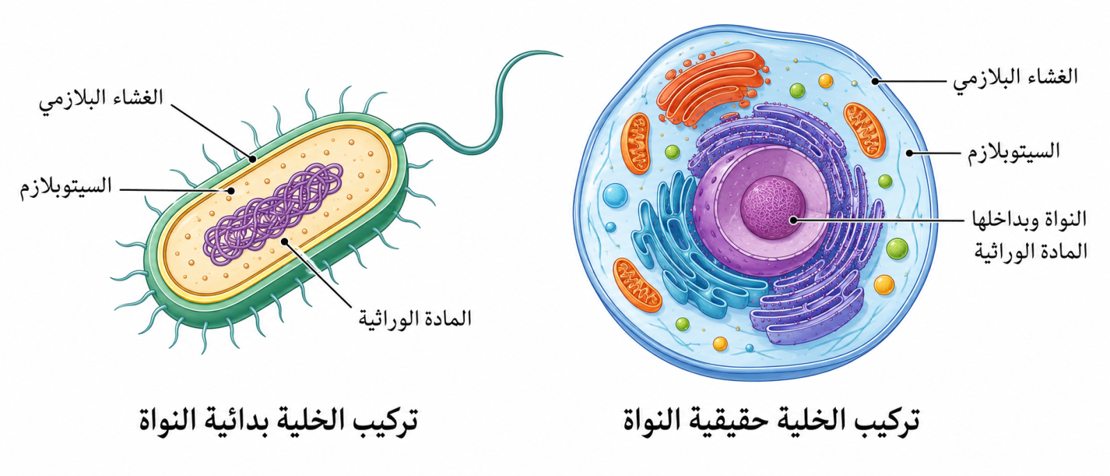 أنواع الخلايا بحسب وجود النواة