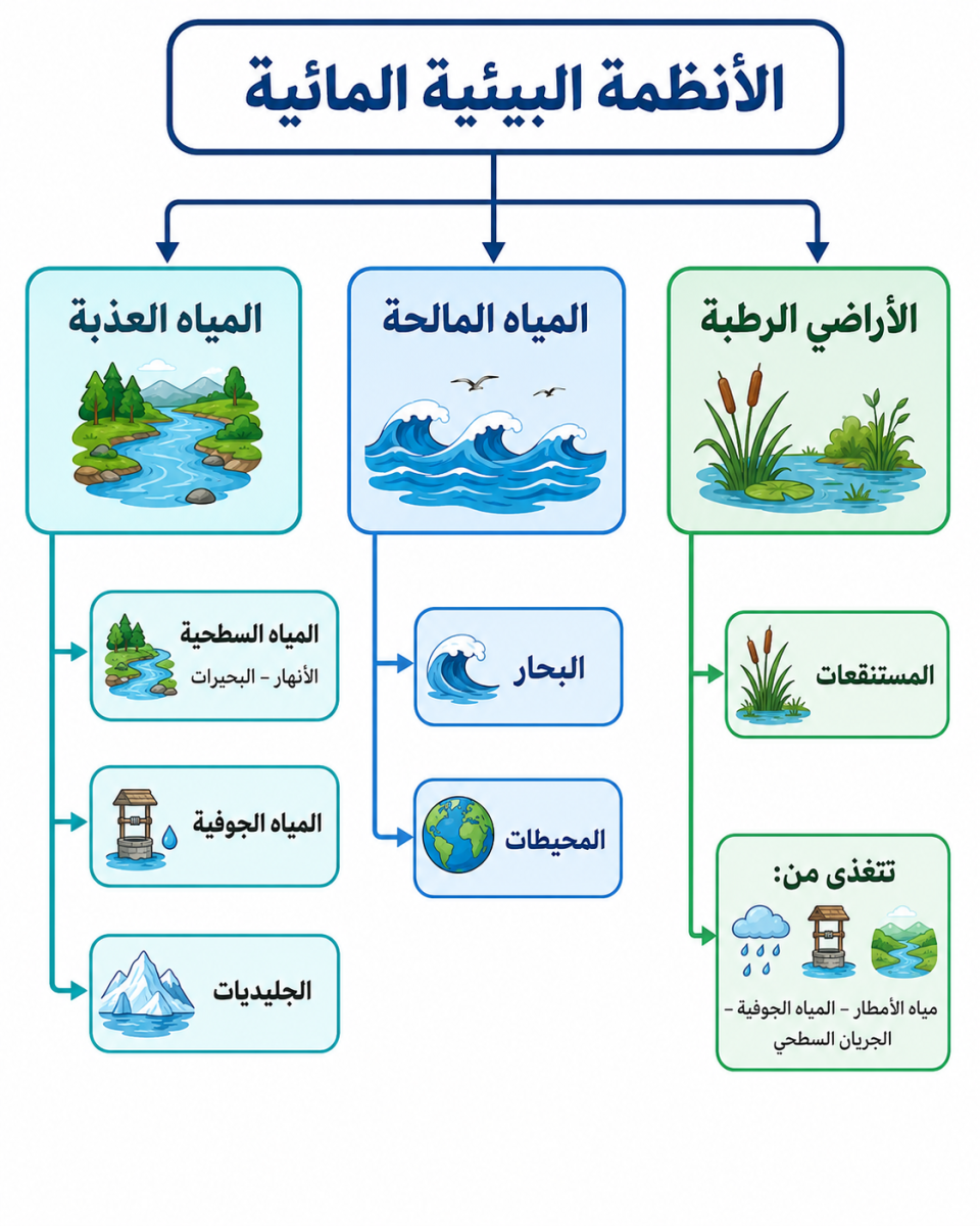 أقسام الأنظمة البيئية المائية